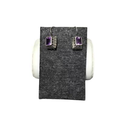  Womens Earrings Purple Amethyst/ Silver 