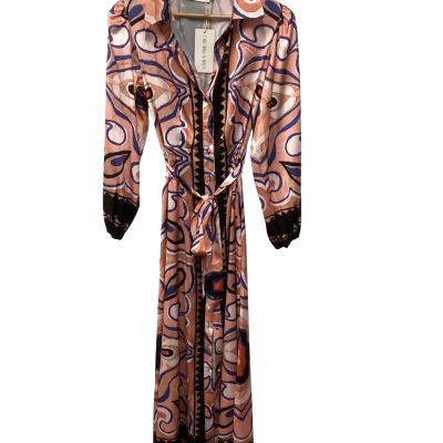 Gingham & Heels Womens  Size 8 Long Sleeve Dress Pattern / Peach 