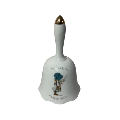 Vintage Holly Hobbie by Sands White Porcelain Hand Bell