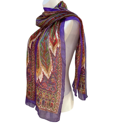 Made in India Womens One Size Pure Silk Scarf Purple 