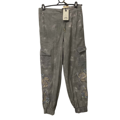 Womens River Island  Size 10 Camo Cargo Pants with Dragon Embroidery 