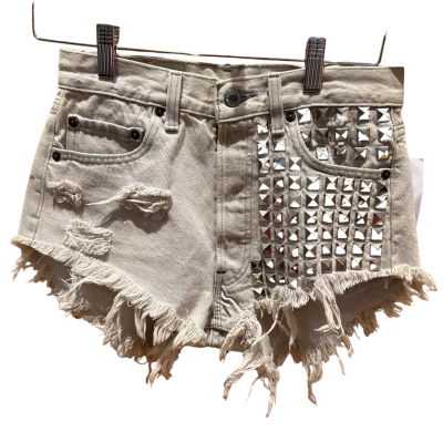 Distressed Levi Denim Shorts with Studs (Womens size M)