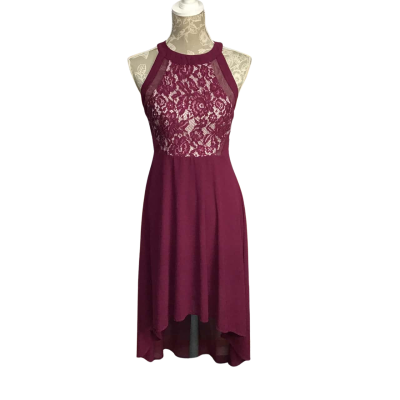 Dotti Womens  Size 10 High-low Maroon Lace Formal Dress