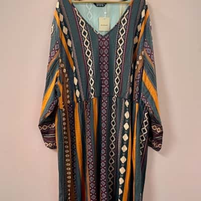 Bloomchic Striped lantern sleeve midi dress women’s plus size 30 