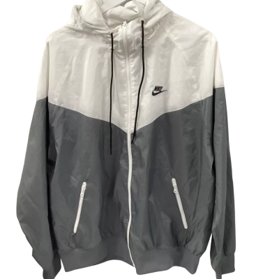 Nike Mens Size L Windrunner Hoodie Grey / White 