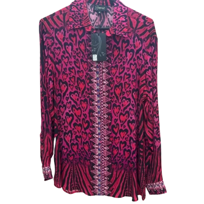 Crazina Womens  Size M Purple Leopard Heart Patterned Shirt 