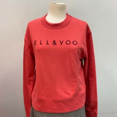 Ell & Voo Womens  Size XS Crew Neck Cotton Jumper Coral 