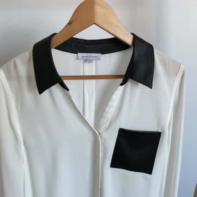 Wayne Cooper Womens  Size 14 Long Sleeve Shirt Black  / White 