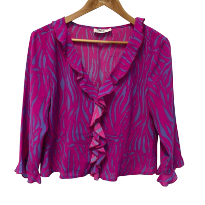 Table Eight Womens  Size 14 Button Up Top / Long Sleeve Top / Party Top Pink  / Purple 