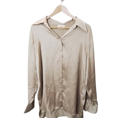 Dissh Womens Size 14 Button Up Top / Long Sleeve Top Beige 