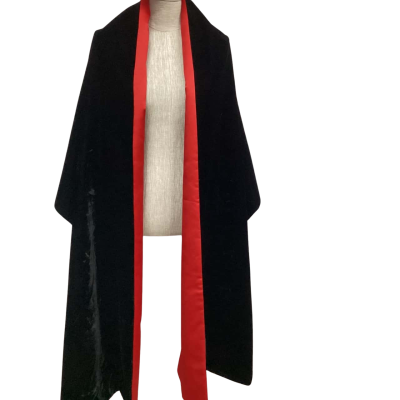 Escada Made in Italy Large Velvet Shawl Black 2 with Red Lining