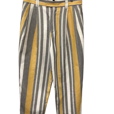 Bassike Womens  Size 3 Wide Leg Pants Navy Blue / Striped / Yellow 