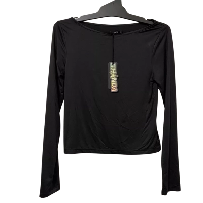 Ghanda Womens  Size M Long Sleeve Top Black  