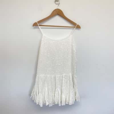 Indikah White Strappy Mini Dress  Size 12 