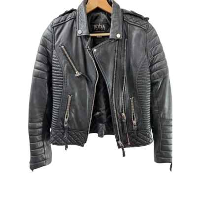 Boda Skins Womens  Size 6 Biker Jacket Black  / Silver 