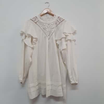  Felle Women's Size M Linen Lace Dress Off White - New With Tags