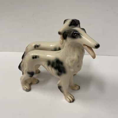 Black and white Borzoi dogs figure