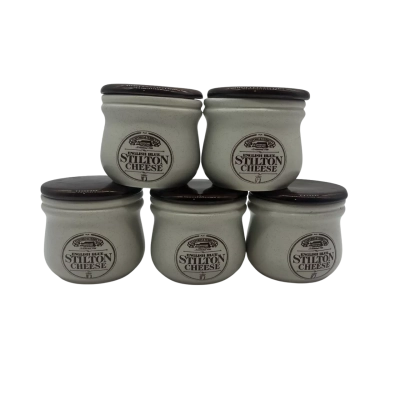 English Blue Stilton Cheese Pottery Jars