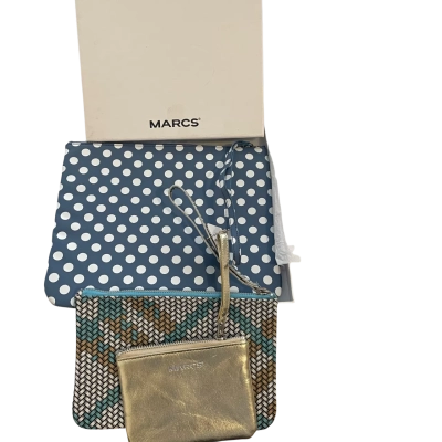 Marcs Womens 3 Piece Pouch Set Blue / Gold / Teal / White 