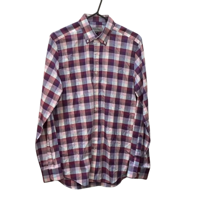 Trevino Size M Checked Button-Up Shirt Purple 