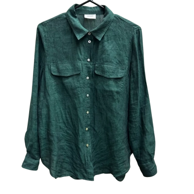SUSSAN Women's  Size 8 100% Linen Long Sleeve Shirt Green  RRP: $79.95 AUD