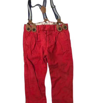 BASS Kids  Size 12-18m Red Long Pants with Braces