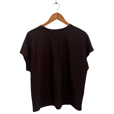 Decjuba Womens  Size L Short Sleeve Top Black  / Gold 