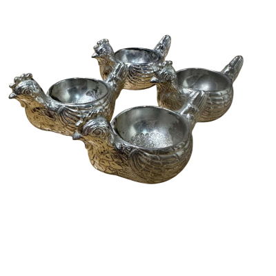 Set of 4 Silver Plate Hen Egg Cups