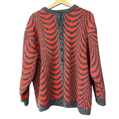 Vintage OL Knits Womens Size L Grey/Red Cardigan  