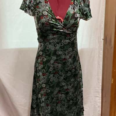 Alannah Hill Womens  Size 8 Wrap Dress Black  / Floral 