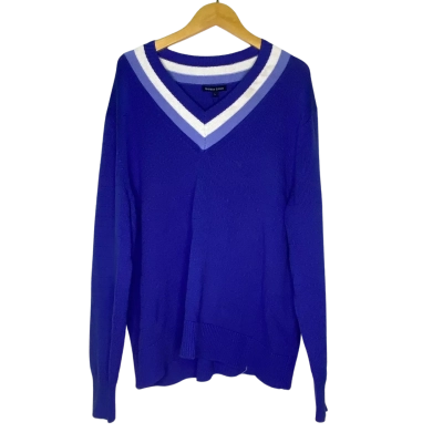 Gordon Smith Mens  Size L V-Neck Jumper Purple / White 