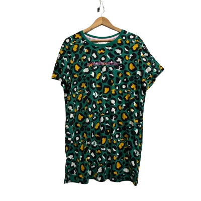 Peter Alexander Women’s Size S Green and Yellow Cheetah Print Pyjama Top