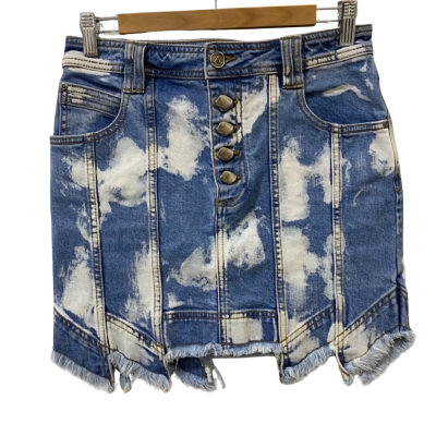 AJE Womens  Size 10 Denim Skirt Blue / White 