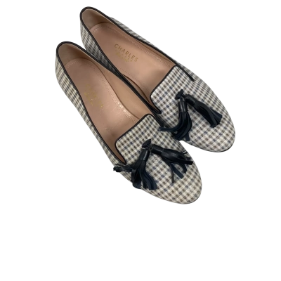 Womens Charles Cooper Beige Print Suede Size 41 Flat Shoes