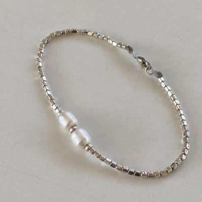 925 Sterling Silver Pearl Bracelet 