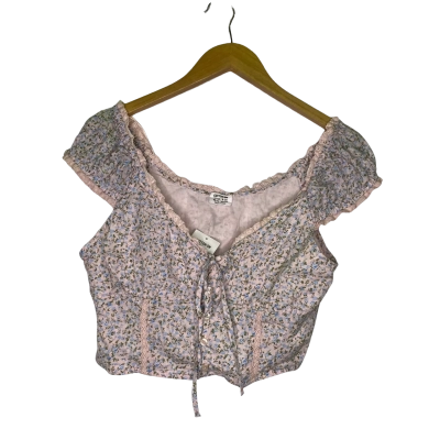 Cotton On Womens  Size 10 Cropped Top Blue / Floral / Pink  