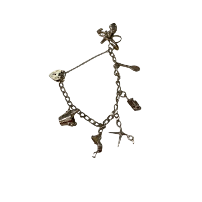 Silver Charm Bracelet With Extra Charms (Vintage) 13.5g
