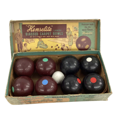 Vintage Henselite Junior Biased Carpet Bowls 