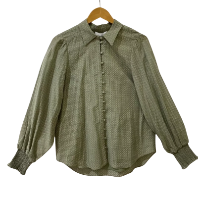 Witchery Womens  Size 12 Blouse Sage Green / Pattern 
