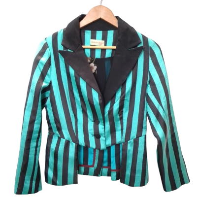 Chitra's Closet Women's  Size 8 Black & Green Striped Jacket