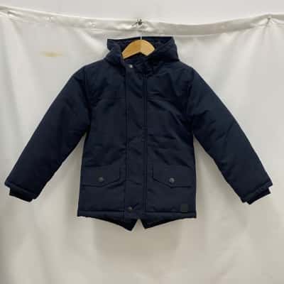 Target Kids Puffer Jacket With Hoodie Size 8 Navy Blue BNWT