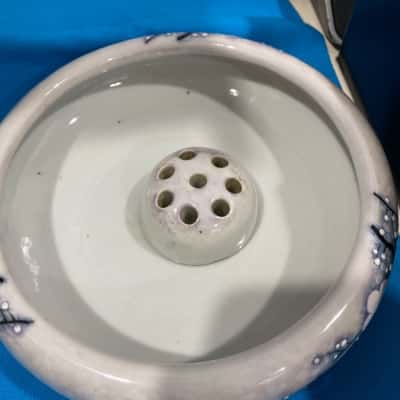 Flower Frog and bowl - Japanese Ceramic Vase.
