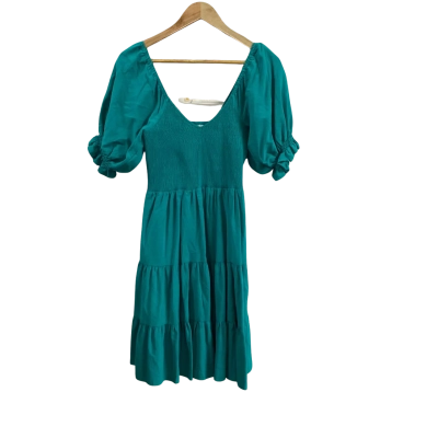 Salty Bright Womens  Size 10 Shirred Bodice Dress Teal 