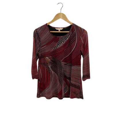 Noni B Womens  Size S 3/4 Sleeve Top Black  / Maroon 