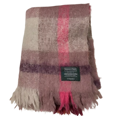 Morgan & Fitch Home Collection Pure Mohair File Throw Blanket pink