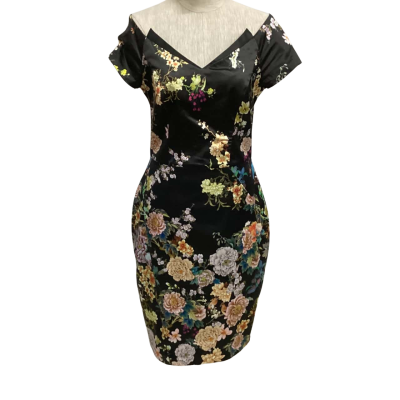 Cue Womens  Size 12 Sleeveless Dress  Black  / Floral 