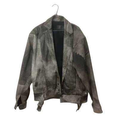  Unisex Teatron One Size Grey Acid Wash Leather Jacket 