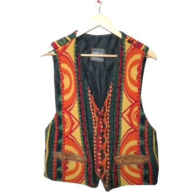 Vintage GECCU Size L Multicoloured 3D Wool Vest
