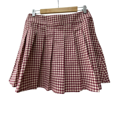 Princess Highway - Renae Check Mini Skirt Berry Size 12