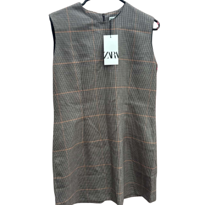 Zara Womens  Size L Checkered Brown Dress 